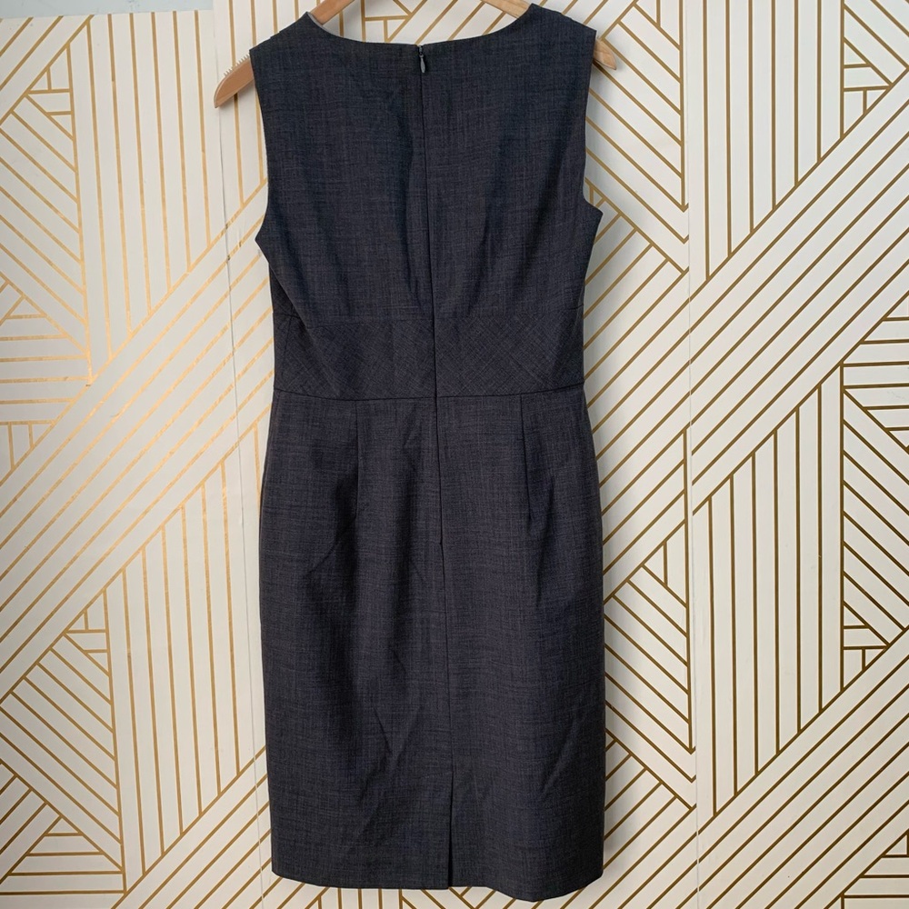 Banana Republic Wool stretch gray sheath dress size 4 v neck sleeveless tweed - Picture 9 of 11